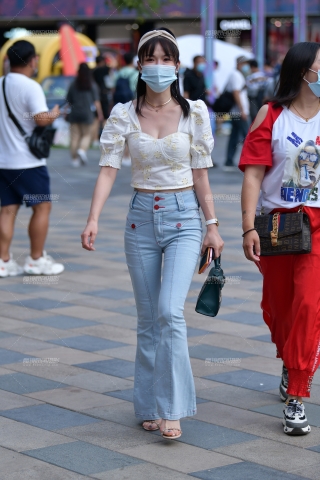 第1803篇★牛仔阔腿裤美女★