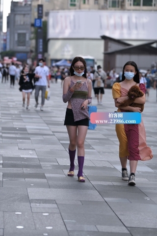 时尚紫色长袜mm