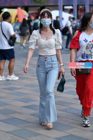 第1803篇★牛仔阔腿裤美女★