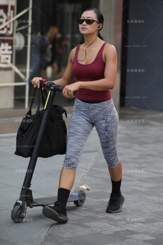 紧身七分健美裤