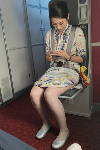 4K海航机上空姐对面近低视角灰丝开衩旗袍xing感（视频版）