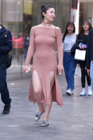 【红石赛帖】性感针织开叉长裙