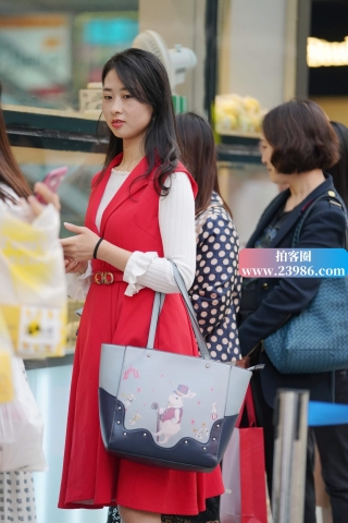 排队的红裙姐姐