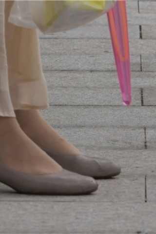 4k-米色连衣裙高跟鞋美女街拍肉丝（视频版）